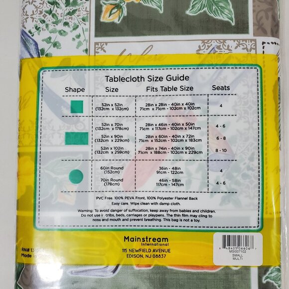 PEVA Vinyl Tablecloth Floral Butterfly 52" X 102" Waterproof Easy-Care Rectangle - Picture 3 of 3